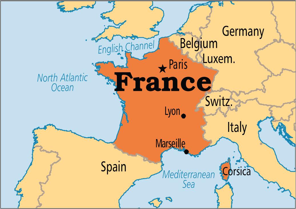 Francia en el mapa mundial: países circundantes y ubicación en el mapa