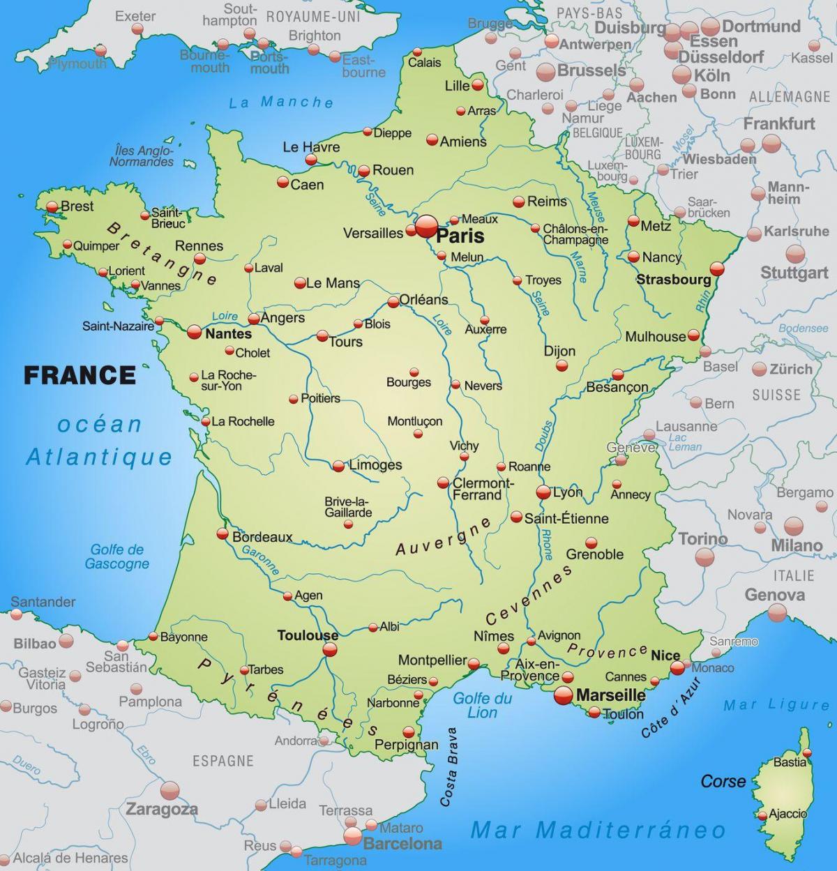 Francia en un mapa