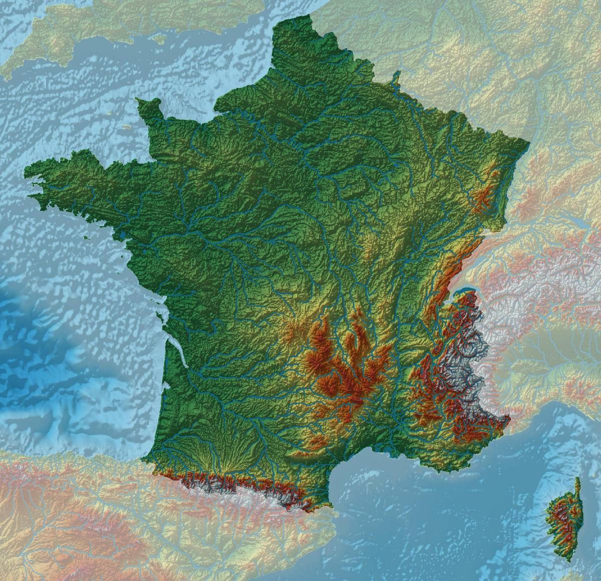 Mapa de altitud de Francia