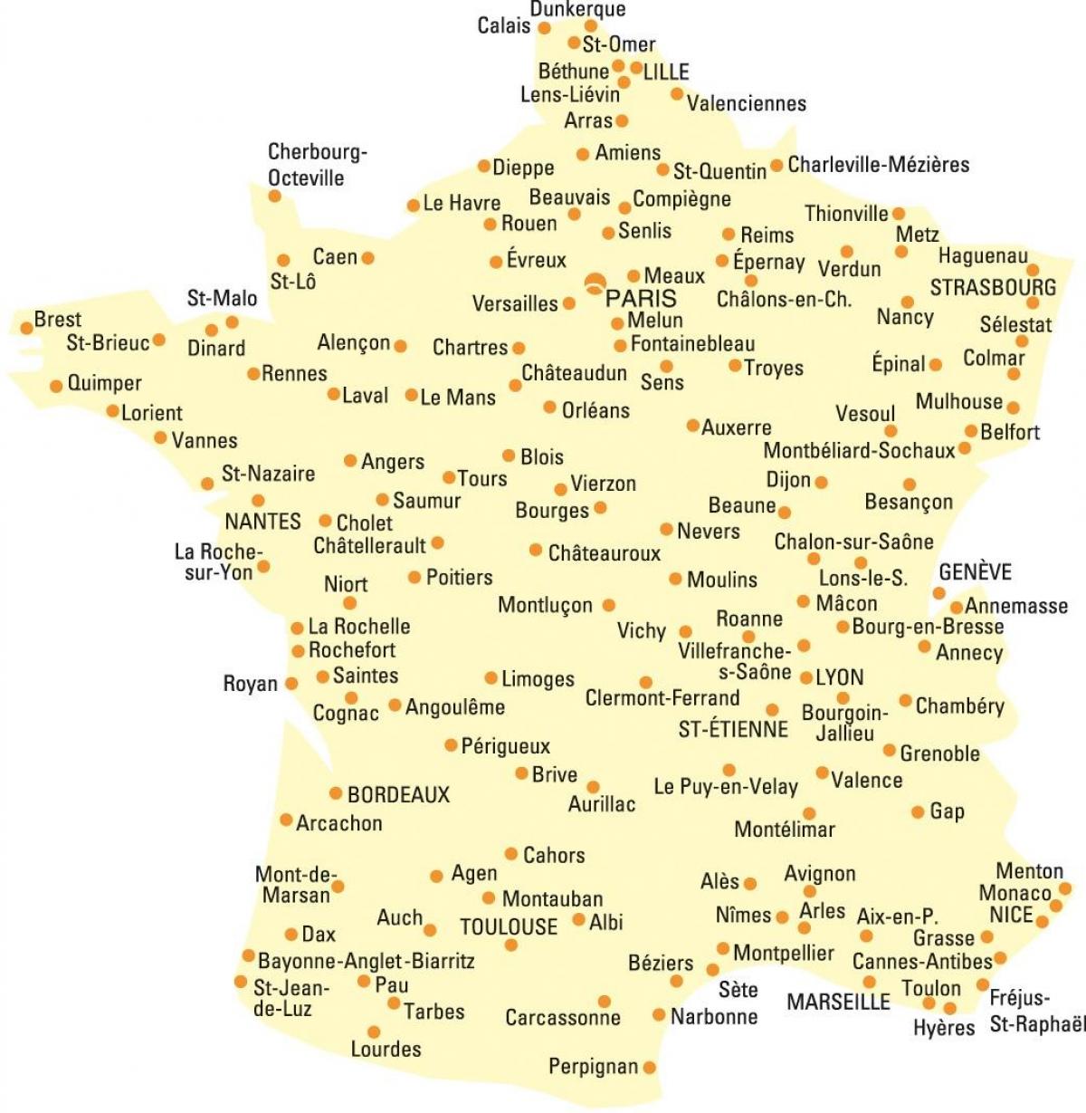 Mapa de la ciudad de Francia