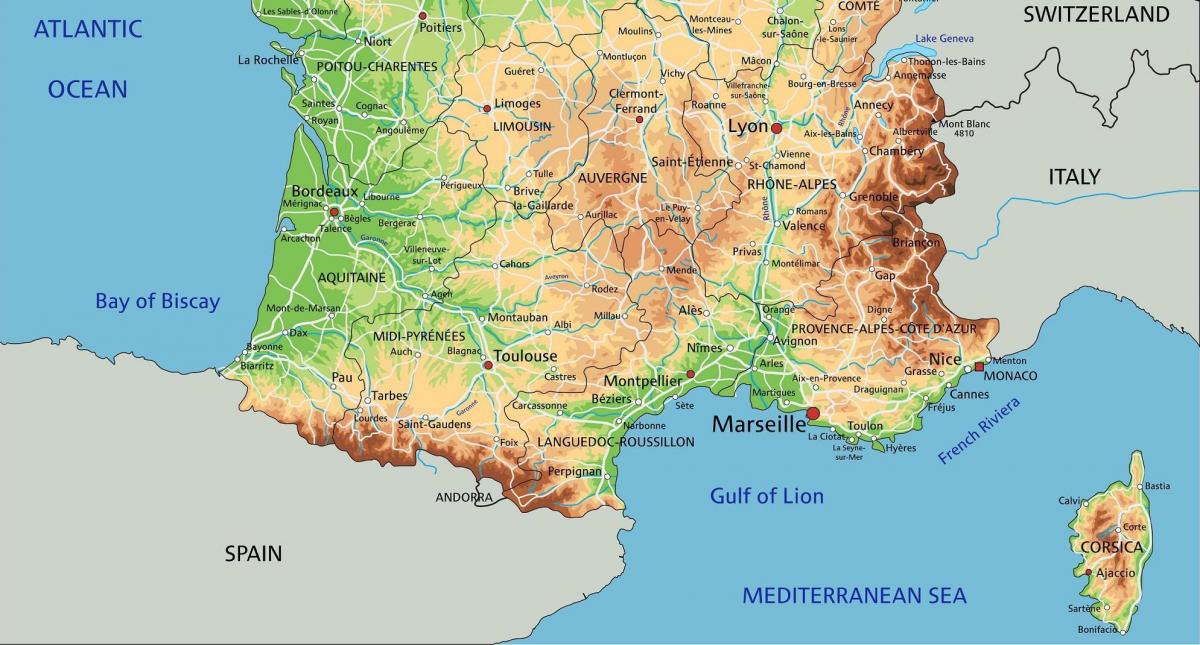 Mapa del sur de Francia